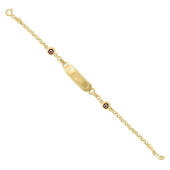 10k Yellow Gold Womens Enamel Evil Eye Good Luck Id Bracelet Size 6 Inches for Women