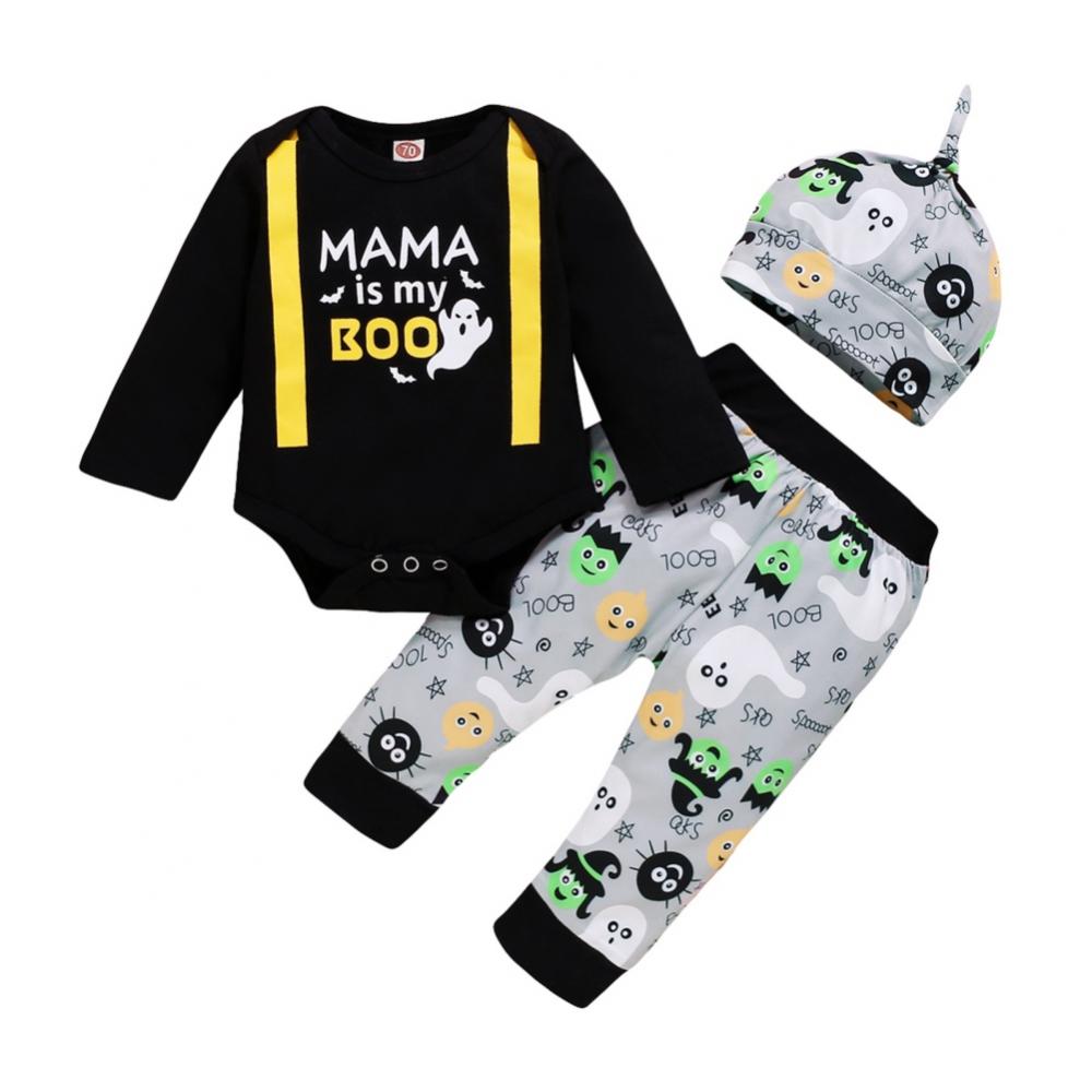 Baby Boys Mama is My Boo Outfit Set Halloween Ghost Romper