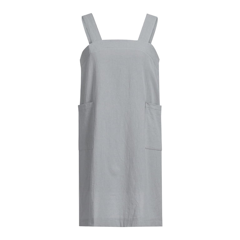 Baberdicy Inafore Dress Pinafore Apron Work Women Cotton Dress Garden Pinafore  Women's Dress Fall Dresses Grey 2Xl - Walmart.com