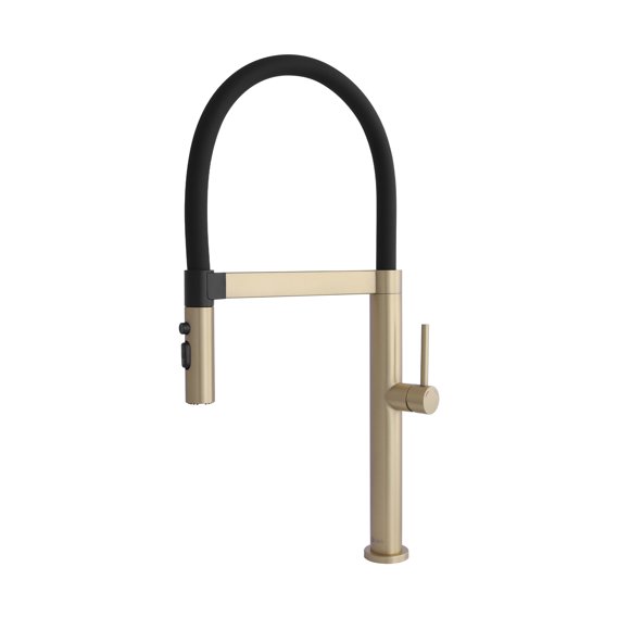 STYLISH Single Handle Brushed Gold with Black Spout Hose Pull Out Three Modes Kitchen Faucet