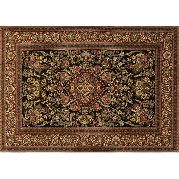 Ahgly Company Indoor Rectangle Medallion Brown Traditional Area Rugs, 7' x 9'
