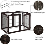 Unipaws Wide Pet Gate, Freestanding Pet Playpen, 6 Panels Dog Gate, Espresso
