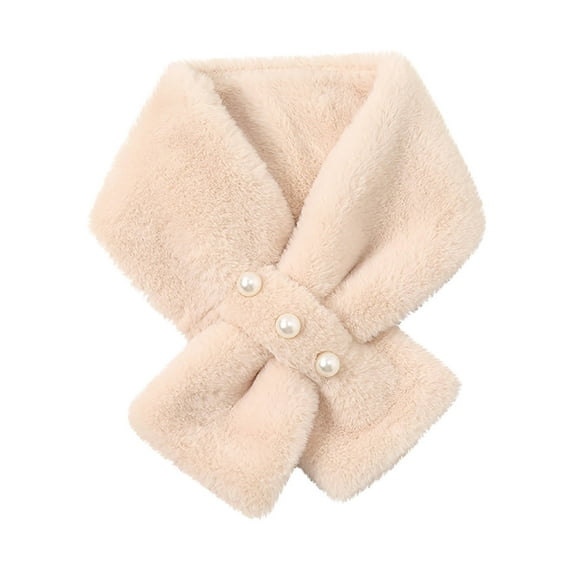 Jamicy Scarves for Women Lightweight Christmas Present Faux Fur Collar Scarf Crossover Plush Shawl Winter Neck Warmer for Women Girls