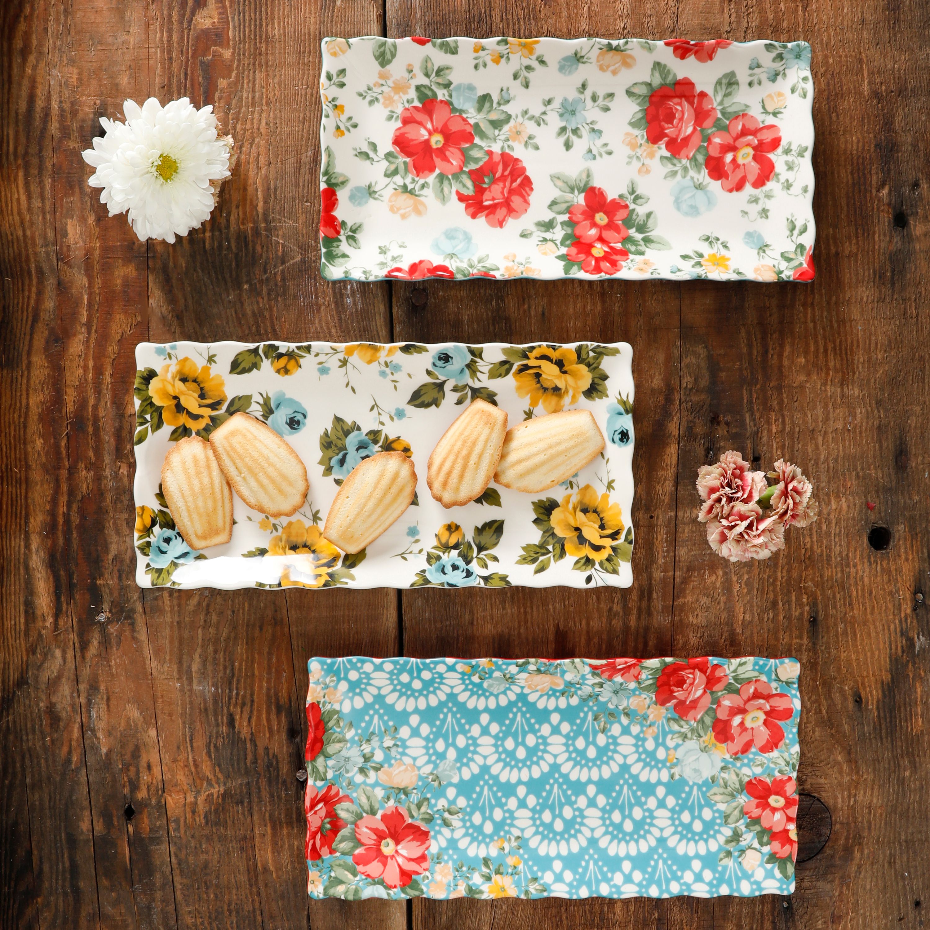The Pioneer Woman Floral Medley 3-Piece Stoneware Serving Platters photo 2