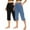 Blue, variant on Timegard Capri Pants for Women 2pc Straight Leg High Waist Comfy Casual Cropped Pants Solid Color