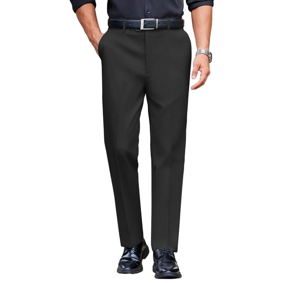 COOFANDY Mens Classic Casual Dress Pants Expandable Waist Suit Pant Slim Fit Flat Front Slacks