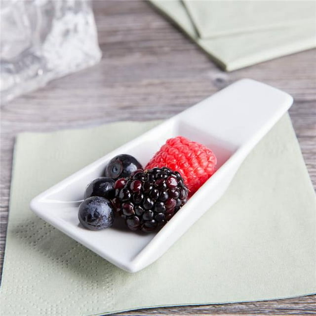 Tuxton GZP-704 0.5 oz. Tasting Spoon Rectangle-Porcelain White - 2 Dozen