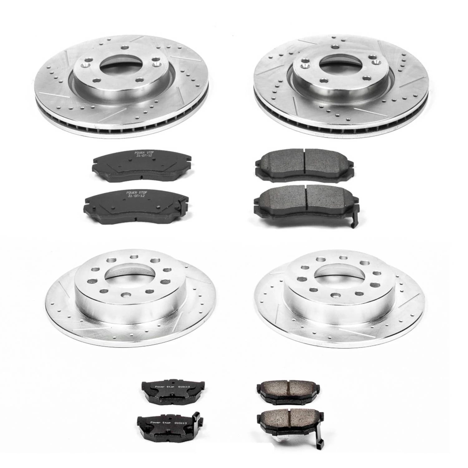 PowerStop Front and Rear Z23 Evolution Sport Carbon-Fiber Ceramic Brake Pad and Drilled & Slotted Rotor Kit Fits: HYUNDAI Select Models K164