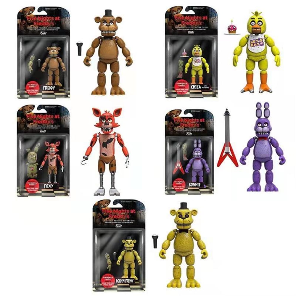Inspired by FNAF Figures Set 5 pcs with the characters Golden Foxy / Chica  / Bonnie- FNAF Figures Sister Location(3.5-5)
