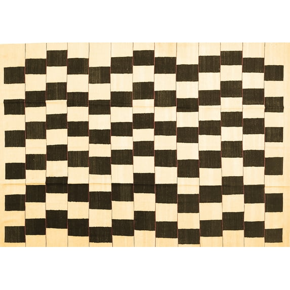 Ahgly Company Indoor Rectangle Abstract Brown Contemporary Area Rugs, 5' x 7'