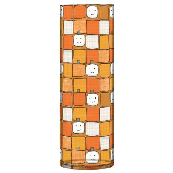 Shatterproof Plastic Vase 11.8" Tall Cylinder Vase for Fresh Flowers Home Decor Squares with Smiling Pumpkins