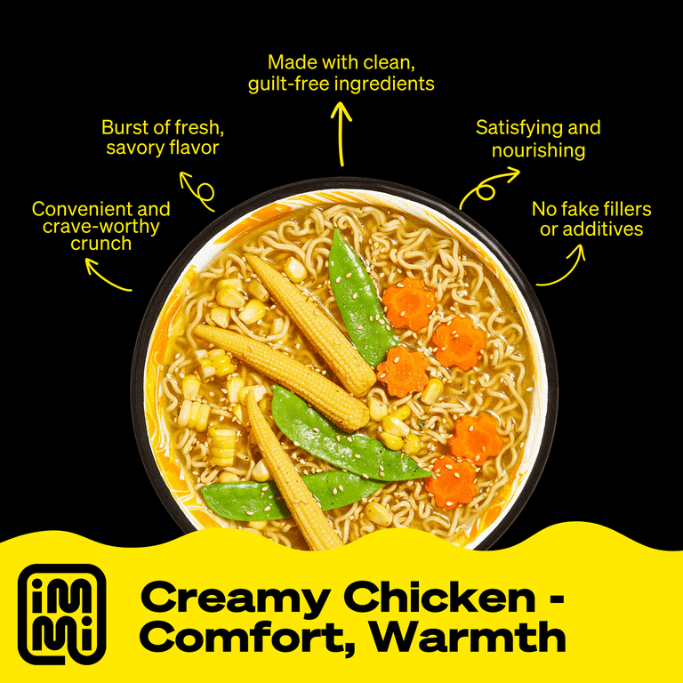 IMMI Creamy Chicken Ramen 6 Pack, Plant-Based, Low-Carb, High