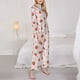 thumbnail image 3 of Balery Strawberry Floral Conjunto de Pijama con Estampado para Mujer, Conjunto de Dos Piezas con Manga Larga, Ropa de Dormir Suave con Bolsillos, Pijamas Cómodos-Medium, 3 of 7