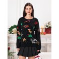 thumbnail image 2 of Suéteres navideños de gran tamaño para mujer, con estampado de hombre de jengibre y árbol acanalado, hombros caídos, manga larga, cuello redondo, blusas de punto, 2 of 5