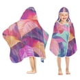 thumbnail image 2 of Pink and Purple Bright Leaves Hooded Beach Towel Kids Bath Towels Quick Dry for Pool Swiming 50" x 23.5" Microfiber Soft Bathrobe, 2 of 7