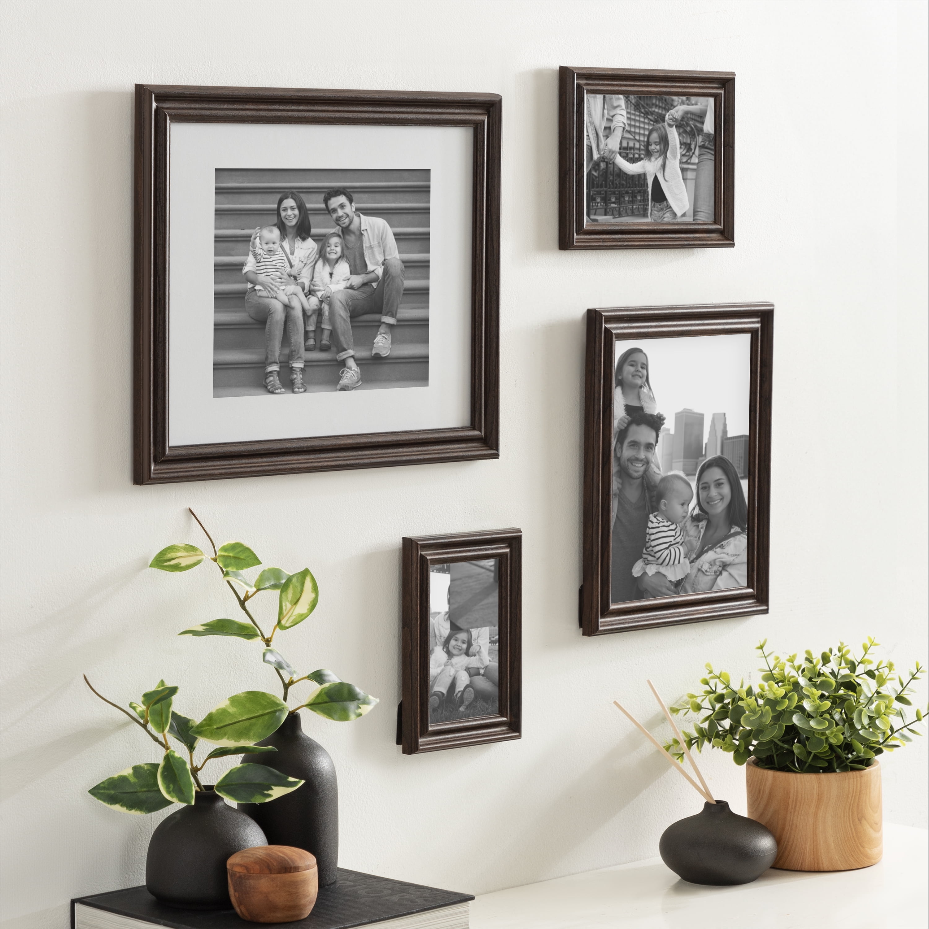 Mainstays 8 x 10 Traditional Gallery Wall Picture Frame, Brown, Set of 2