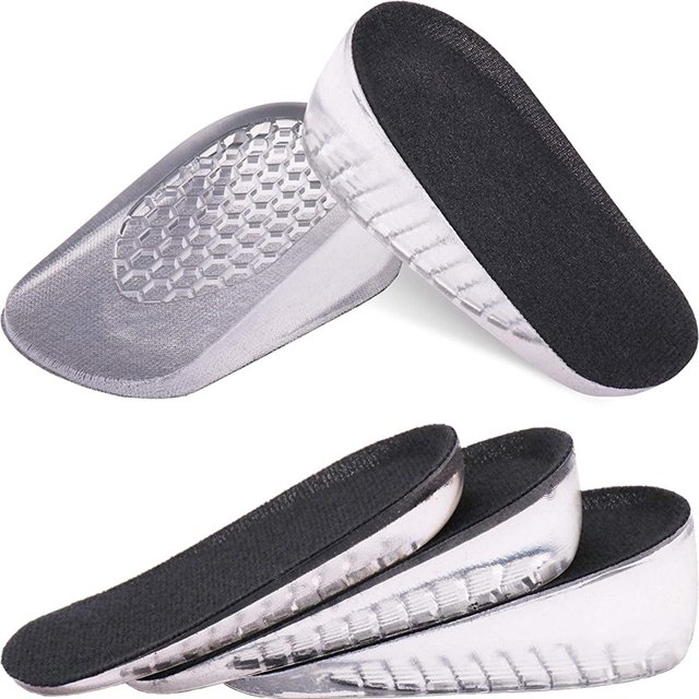 Plantillas de gel para aumentar la altura, plantillas invisibles para elevar los zapatos, 3 almohadillas elásticas para el talón que absorben los golpes para mujeres