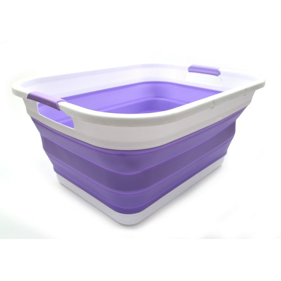 SAMMART Collapsible Plastic Laundry Basket - Foldable Pop Up Storage Container/Organizer - Portable Washing Tub - Space Saving Hamper/Basket