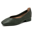 thumbnail image 5 of Viluyesy Womens Loafers Square Toe Faux Leather Slip On Arch Support Casual Work Cushioned Low Block Heel Shoes Army Green Size US8.5, 5 of 7