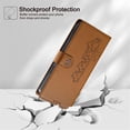 thumbnail image 6 of Wallet Leather Case For iPhone 17 Pro 6.3",with Card Holder,wristband, Shockproof Kickstand Embossed Cute Cats, Snap Phone Case,Brown,For iPhone 17 Pro, 6 of 9