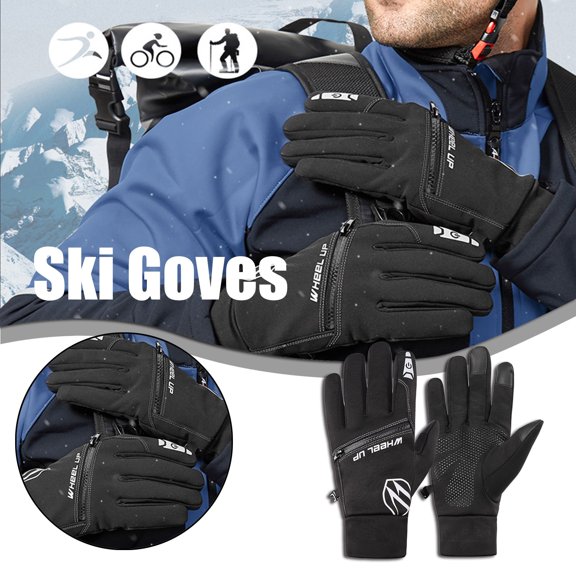 ZFYXGS Winter Gloves for Men and Women, Unisex Winter Gloves Windproof Thermal Anti-slip Gloves Black