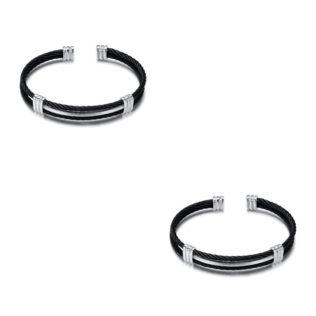 Brazaletes de Mano Minnieouse Alambre Elástico Ajustable 2Conjunto Negro