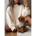 thumbnail image 4 of Women Solid Long Sleeves Round Neck Pullover Women's Casual Long Sleeve Sweater, 4 of 4