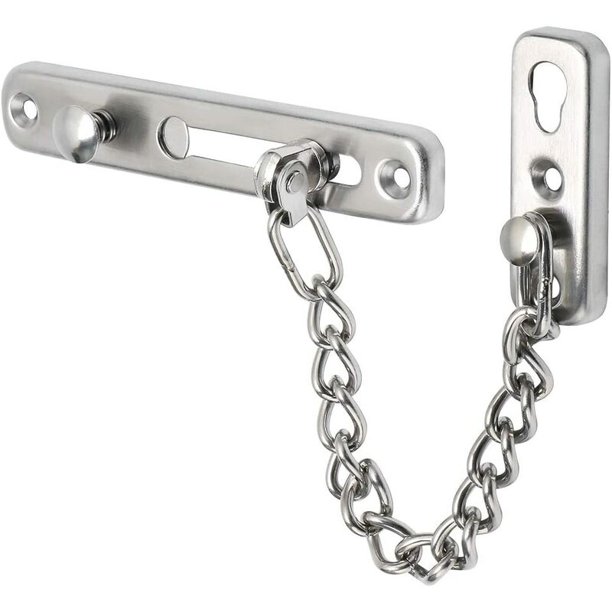 Cadena de puerta de seguridad Limitador de puerta estrecha Cerradura de puerta antirrobo con resorte con tornillos para puerta interna del hogar, acabado cepillado de acero inoxidable esquí esquí Gafas de esquí