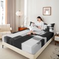 thumbnail image 3 of Castle Fairy Geometric Block King Sheets 4pcs,Abstract Vertical Streak Bedding,Black White Gray,1 Flat Sheet, 1 Fitted Sheet and 2 Pillowcases, 3 of 7