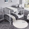 thumbnail image 6 of MAYEERTY Full Over Full Bunk Bed, Metal Bunk Bed Frame with Built-in Ladder, for Small Spaces, No Boxspring Required, White, 6 of 12