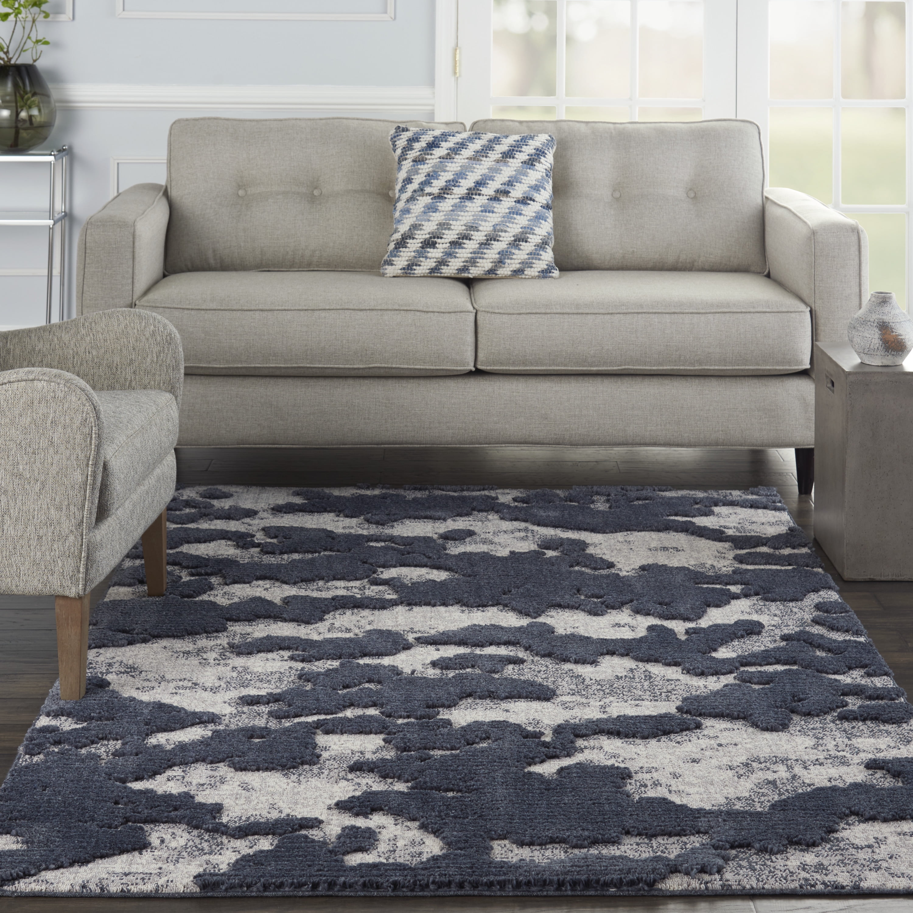 Nourison Textured Contemporary Abstract Blue/Grey Area Rug Walmart