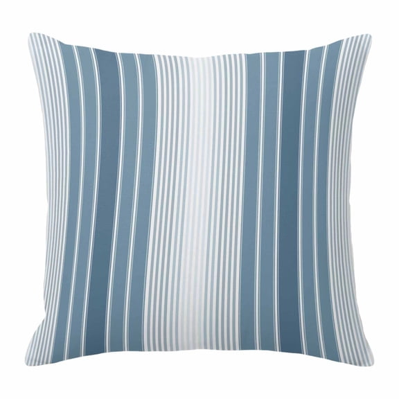 Pillow Covers 20x20 Inch, Blue Ombre Stripe Linen Pillowcase with Invisible Zipper, Farmhouse Simple Striped Decorative Throw Pillow Covers Cushion Case for Couch Sofa Bed Living Room
