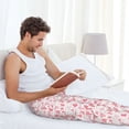 thumbnail image 4 of Uemuo Cute Hand Drawn Hearts Pattern Men's Wide Leg Palazzo Lounge Pants with Pockets Light Weight Loose Comfy Casual Pajama Pants-, 4 of 9