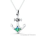 thumbnail image 1 of Ship's Anchor Luck Charm Black Mother-of-Pearl 28x20mm (1.1x0.8in) Pendant & Chain Necklace in .925 Sterling Silver w/ Rhodium, 1 of 1