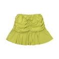 thumbnail image 3 of Female Solid Color High Waist Pleated Skirt Ruffled Short Dress S-L, 3 of 8