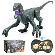 Mini Tudou 2.4G Remote Control Dinosaur Toys,Educational Electronic Walking Velociraptor with Lights&Sounds,Dinosaur Robot Toys Powered by Rechargeable Battery,Best RC Toys Gifts for Kids Boys Girls