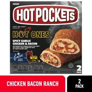 Hot Pockets Frozen Snacks, Hot Ones Spicy-Garlic Chicken and Bacon, 2 Sandwiches, 8.5 oz (Frozen)