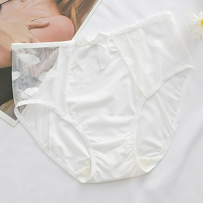 KaLI_store Womens Lingerie Women's Underwear Cotton Panties for Women, Soft  Ladies Lace Trim Underwear High Waisted Briefs White,L 