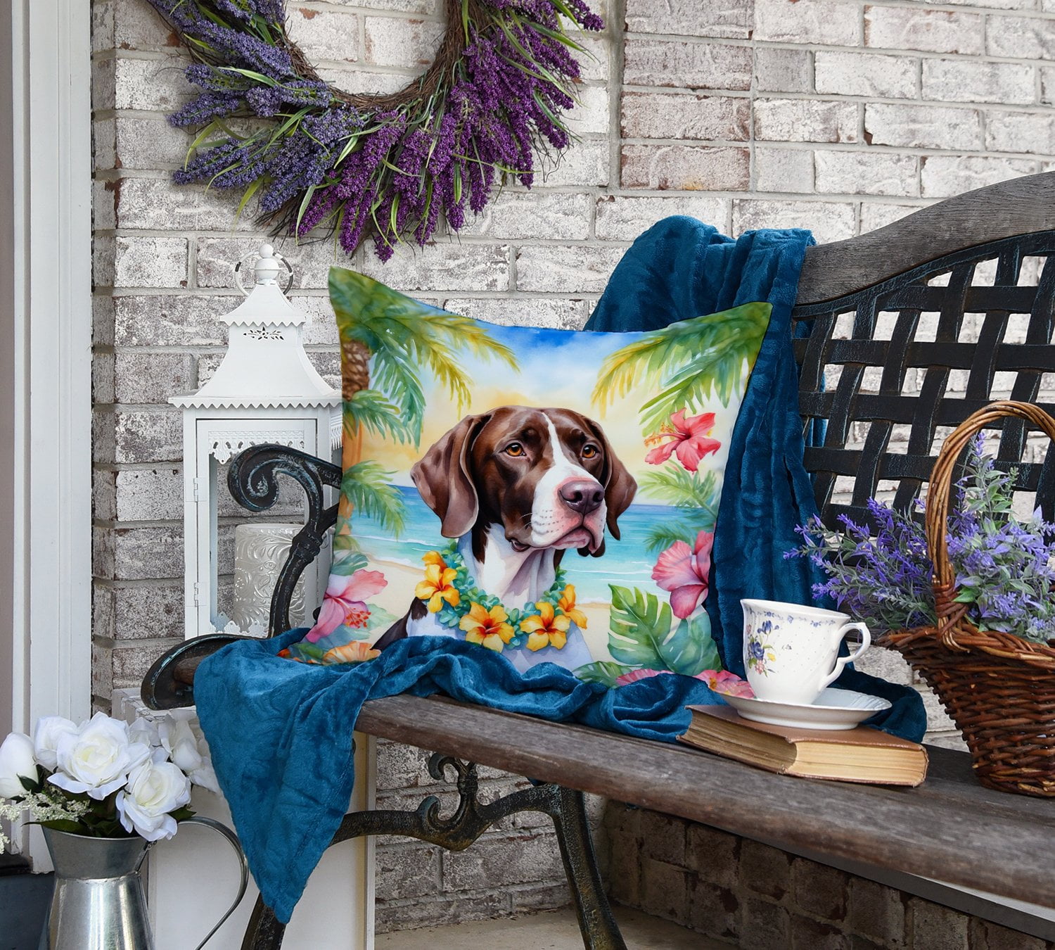 Pointer Luau Throw Pillow 18 in x 18 in