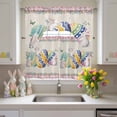 thumbnail image 2 of Easter Colored Eggs Swag Curtains Valance & Tier Set, Rabbit Pink Plaid Vintage Linen Spring 3 Pcs Set Kitchen Swag Valances and Tiers 36 Inch Length Rod Pocket Curtain Drapes for Bedroom, 2 of 9