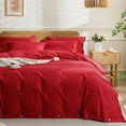 thumbnail image 1 of Cotton Duvet Cover Queen Size Pinstriped Comforter Cover with Button Washed Cotton Breathable Soft Solid Bedding Set Duvet Cover ×in & Pillowcases (NO Comforter), 1 of 9