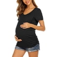 thumbnail image 3 of Gelikeya Women Short Sleeve Nursing Shirts Soft Maternity Tops Double Layer Breastfeeding Blouse Round Neck Pregnancy Clothes Black, Size XL, 3 of 6