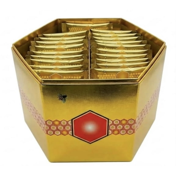 Large 24 Pack of Original Natural Honey Pack Enriched with Bee Pollen from Ginseng Blossoms & Herbs, Full 24ct Box of 20G Each