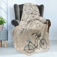 thumbnail image 4 of Bicycle Soft Flannel Fleece Throw Blanket, Blossoming Tree Little White Flowers in the Spring and a Bike Sketch Artwork, Cozy Plush for Indoor and Outdoor Use, 50" x 60", Multicolor, by Ambesonne, 4 of 5