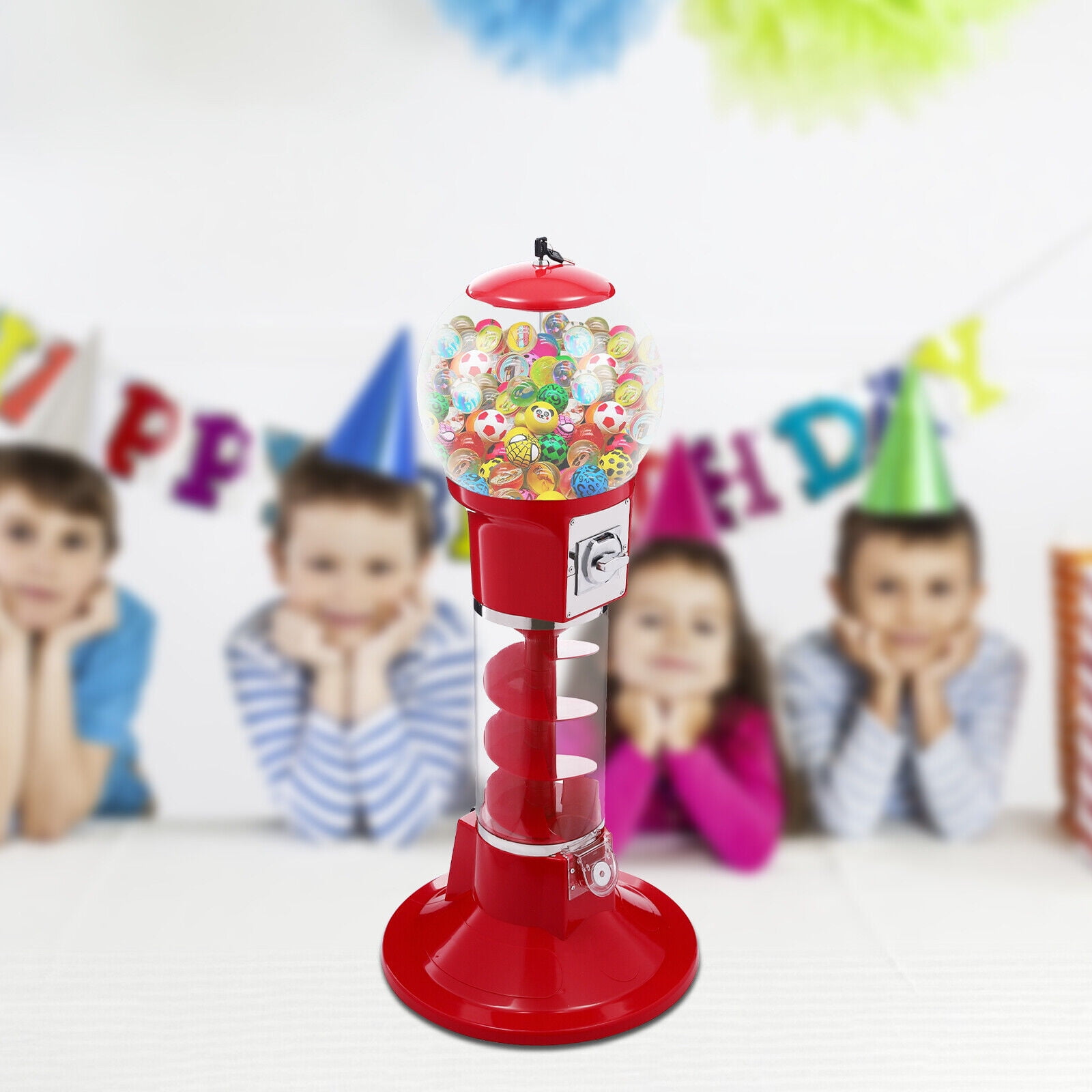 Kids Twirling Candy Machine Dispenser Vending Machine Gumball Gum Ball Snacks With Stand