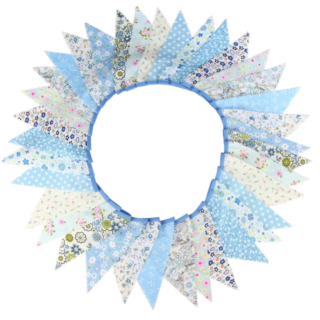33 Ft Vintage Flower Fabric Bunting Banner 36 Triangle Flag For Party Decor