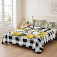 thumbnail image 2 of Twin Quilt Set 68''x86'', Farmhouse Lemon Lightweight Summer Bedspread Coverlet Set with 2 Pillow Shams, Bless Home Summer Black Buffalo Plaid Breathable All Season Quilt Bedding for Dorm/Bedroom, 2 of 9
