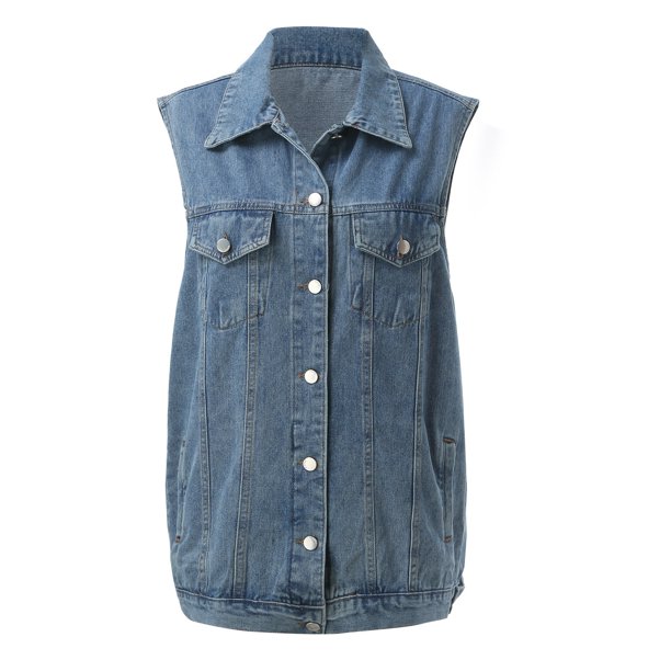 2025 Woman Denim Vest Combination Quilted Sweater Jacket Medium