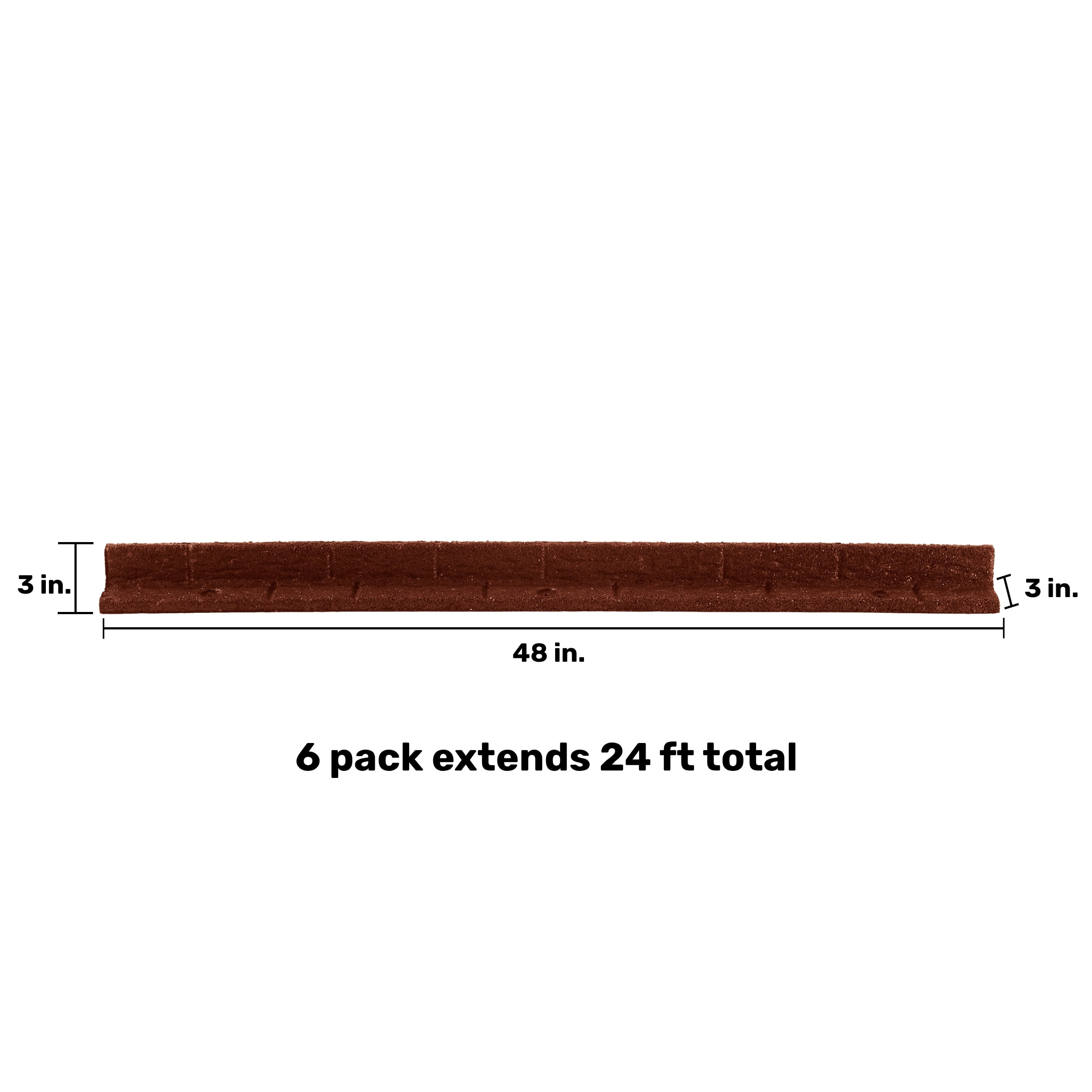 GroundSmart Roman Brick Landscape Edging, 4' Red Rubber Garden Edging Border, 6 pack