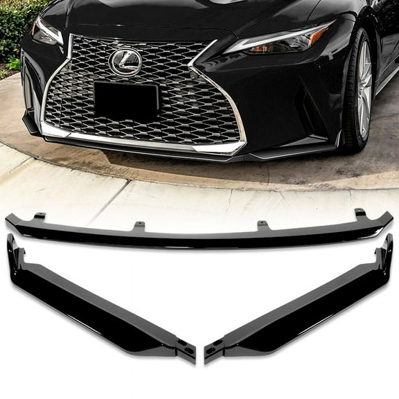 Stay Tuned Performance Front Bumper Lip 3pcs For 2021-2025 Lexus IS300 IS350 Base V-Style Painted Black
